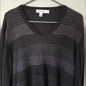 Calvin Klein | Charcoal Merino Wool Blend V Neck Sweater Size XXL